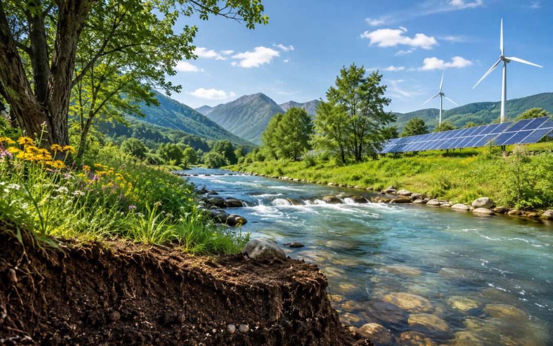 Förderungen für Umweltschutz mit Natur, sauberem Wasser, gesundem Boden, Solarenergie und Windkraft